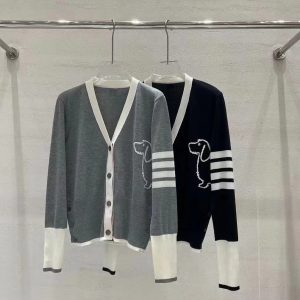Designer Luxury Thom Browne Jacquard Long-Sleeved Cardigan