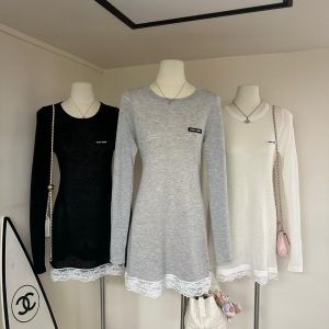 Aaa Designer Miu Miu Lace Long-Sleeved Dress