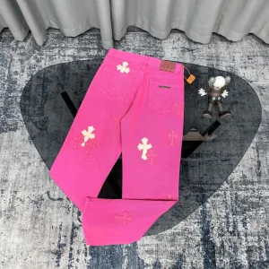 Reps Chrome Hearts Short-Sleeved Shirt Pink Denim Patch