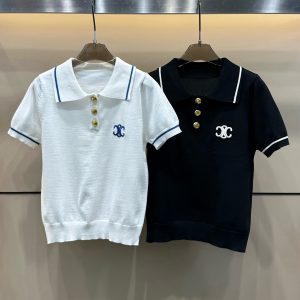Luxury High Quality Celine Gold Short Sleeves
