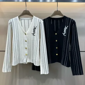 Designer Saint Laurent Gold Long-Sleeved Cardigan