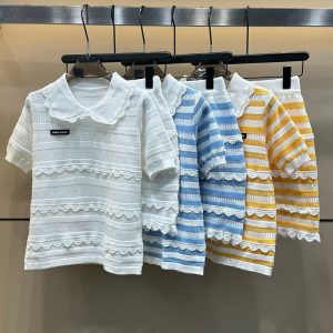 Aaa Miu Miu Lace Short-Sleeved Shirt