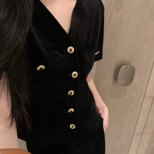 Designer Chanel Gold Short-Sleeved Shirts