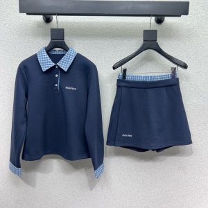 High Quality Designer Miu Miu Plaid Long-Sleeved Shirts