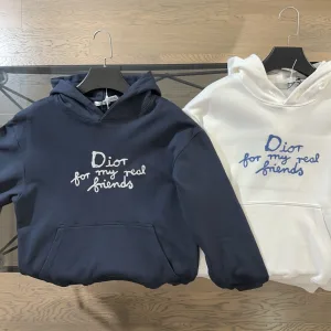 High Quality Luxury Dior Hoodies Red Cotton Fleece Winter