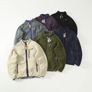 Super Clone High Quality Patagonia Outerwear Green Wool Lambswool Polyester Fleece Mesh Autumn Winter Elastic Stitching