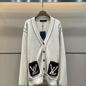 Designer Aaa Louis Vuitton Jacquard Long-Sleeved Cardigan