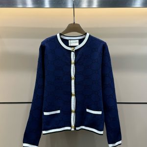 High Quality 1:1 Gucci Gold Long-Sleeved Cardigan