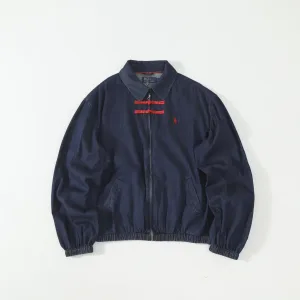 Luxury Ralph Lauren Coat Red Silk Jacquard Denim Clean Lines Streetwear Autumn Winter Relaxed Silhouette