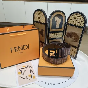AAA High Quality Fendi Belt Black Cowhide
