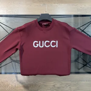 High Quality Gucci Long-Sleeved Red Cotton Twill Fabric Autumn Early Embroidery