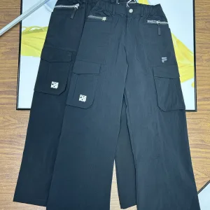 Luxury Super Clone Fila Trousers Black Autumn Embroidery Heavy