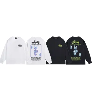 Reps Super Clone Stussy Long-Sleeved T-Shirt Ash Cotton Pure Combed Streetwear Autumn Early