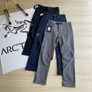 Luxury Archaeopteryx Trousers Red Nylon Spandex Autumn Winter Embroidery Zippered Pocket