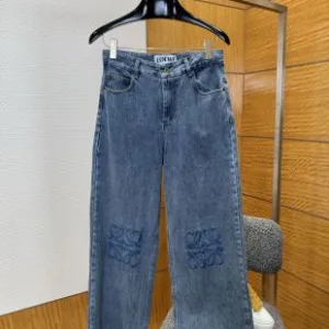 AAA Loewe Pants Red Twill Denim High-End Quality Sophistication Embroidery 3D