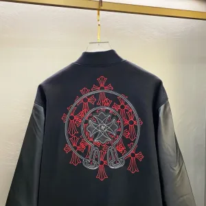 Super Clone Chrome Hearts Jacket Red Wool Pu Leather