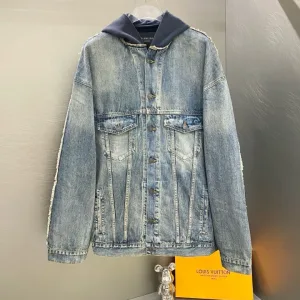 Super Clone Balenciaga Outerwear Red Twill Denim Embroidery