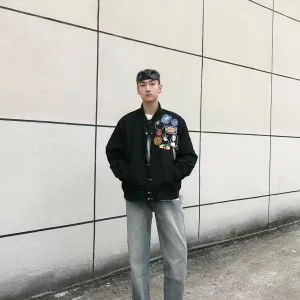 AAA Stussy Jacket Red Cotton Pure Twill Jacquard Fabric Spring Thickened Yarn Patch
