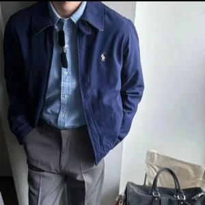Super Clone AAA Ralph Lauren Coat Blue Cotton Pure Streetwear Embroidery