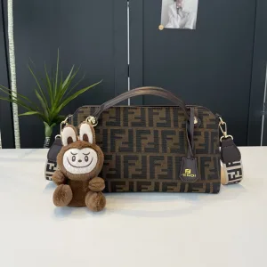 High Quality Fendi Handbags Brown Woven Fabric
