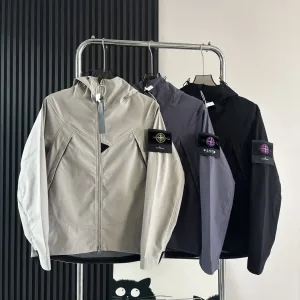 AAA Stone Island Jacket Red Water-Repellent Fabric Autumn