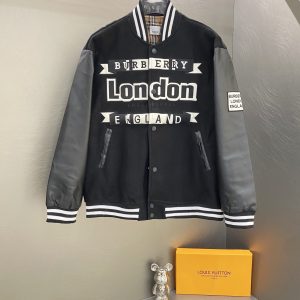 High Quality Burberry Leather Baseball Uniform