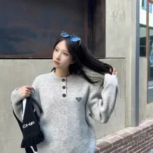 AAA High Quality Prada Sweater Yellow Relaxed Fit