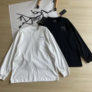 Designer Archaeopteryx Long-Sleeved T-Shirt Black Cotton Combed Street Style Autumn Double Needle Stitching Patch