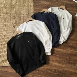 AAA Ralph Lauren Hoodies Black Cotton Unrestricted Movement Simple Design Brushing Process Embroidery