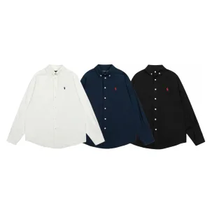 Luxury Ralph Lauren Long-Sleeved Shirt Red Cotton Pure
