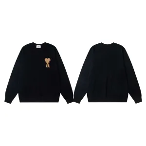 Luxury Super Clone Ami Long-Sleeved Shirts Red Cotton Pure Down Street Style Embroidery