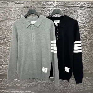 High Quality Thom Browne Ruler Red Fleece Jacquard