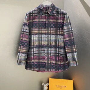 Designer Luxury Louis Vuitton Long-Sleeved Shirts Red Down Jacquard Spring Autumn Winter