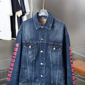 Designer Balenciaga Outerwear Red Cotton Denim Winter