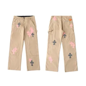 AAA Luxury Chrome Hearts Trousers Pink Eva Denim Understated Luxury Exquisite Tailoring Patch