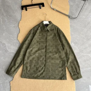 High Quality Louis Vuitton Long-Sleeved Shirt Green Eva Cotton Adhesive Easy To Match Screen Printing