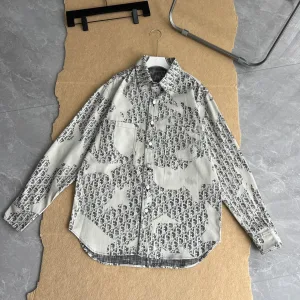 AAA Super Clone Dior Shirts Red Cotton Pure Jacquard Denim High-Quality Design Embroidery Patch