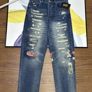 AAA Designer Levi'S Jeans Red Enzyme Washing Embroidery Patch