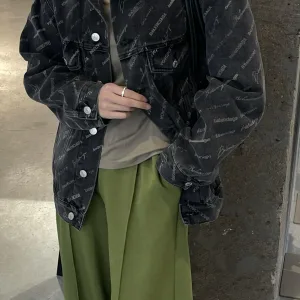 Super Clone Balenciaga Outerwear Ash Cotton Denim Relaxed Silhouette