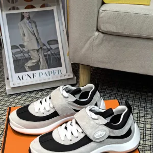 Designer AAA Hermes Sneakers Sheepskin Cowhide Mesh Patch