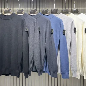 Reps High Quality Stone Island Sweater Blue Denim Patch