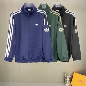Luxury Adidas Coat Red Jacquard Autumn Winter Early