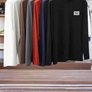 High Quality Designer Prada Cotton Long-Sleeved T-Shirt For Fall