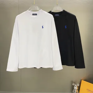 Super Clone Ralph Lauren Long-Sleeved T-Shirts Red Minimalist Style Embroidery Patch