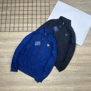 High Quality Prada Coat Blue Polyester Fiber Daily Commute High-End Quality Autumn