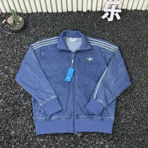 Designer Adidas Jacket Red Denim Exquisite Workmanship High-End Style Winter
