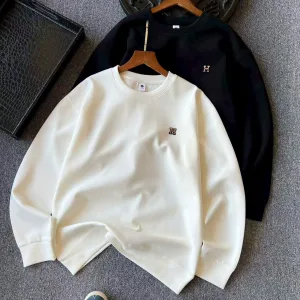 High Quality Luxury Hermes Sweatshirt Red Cotton Silk Acrylic Milk Honeycomb Weave Simple Design White Premium Luxury