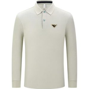 Aaa Designer Prada Cotton Long-Sleeved Polo Shirt For Autumn