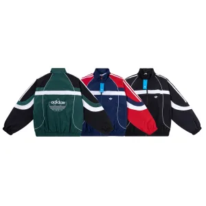 High Quality Designer Adidas Outerwear Red Polyester Fiber Lace Autumn Embroidery Heavy Color Blocking