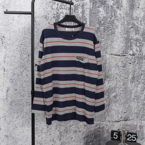 Reps Miu Long-Sleeved T-Shirt Blue Cotton Pure Patch